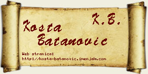Kosta Batanović vizit kartica